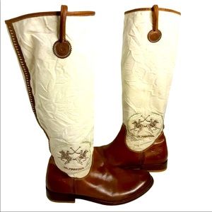 La Martina Equestrian Brown Leather Knee High Boots Women's Size 6.5